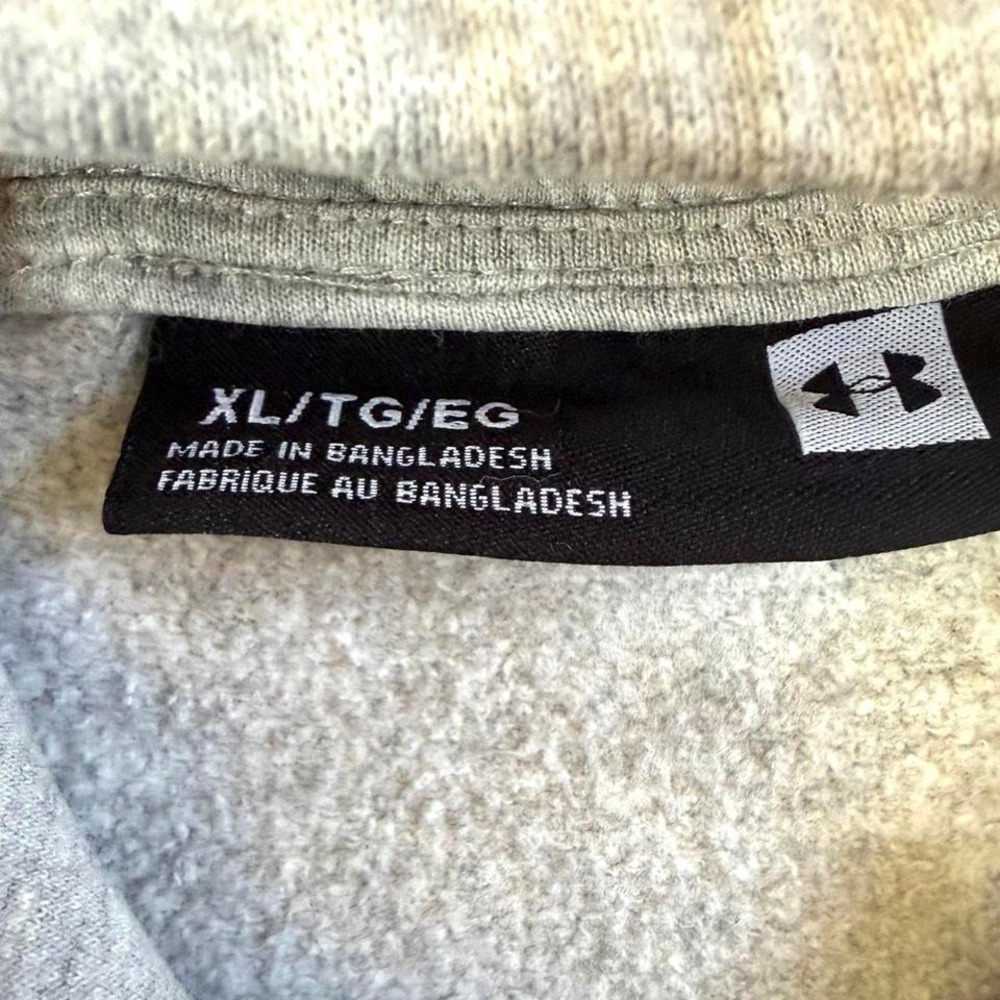 Under Armour Mens XL Gray Heather Fleece Pullover Hoodie Box Logo Sweatshirt - Picture 5 of 7